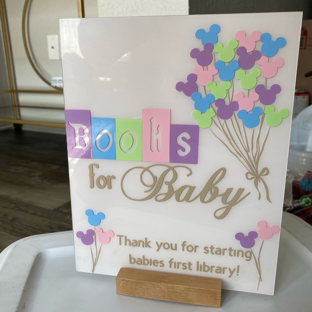 Colorful Baby Shower Book Request Sign